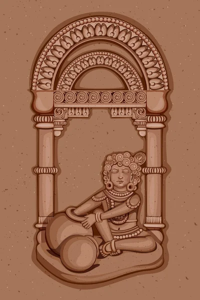 老式的印度女神萨拉斯瓦蒂雕塑雕像 — 图库矢量图片