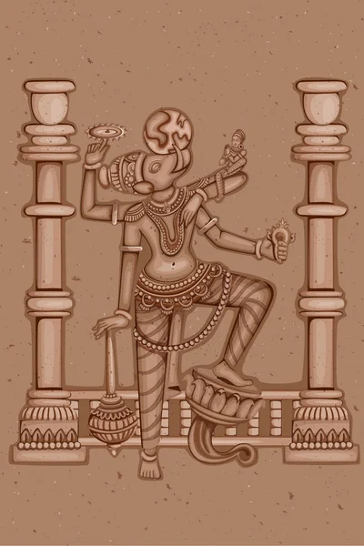 Vintage standbeeld van Indische Lord Varaha beeldhouwkunst — Stockvector