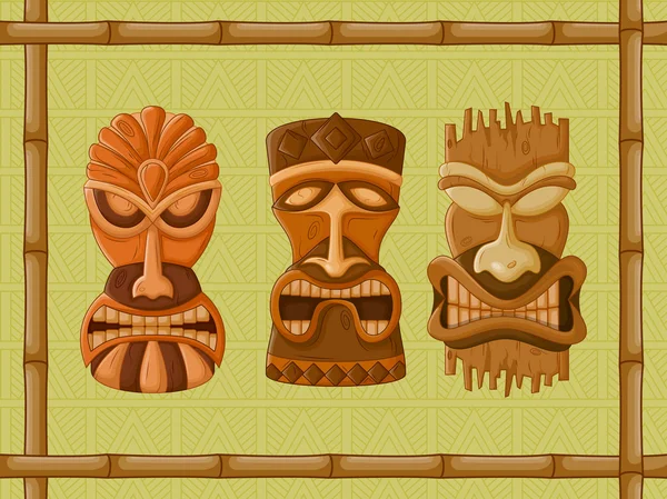 Hawaiian Tiki tribal mask — Stock vektor