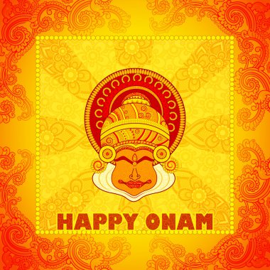 Mutlu Onam arka planda Hint sanat tarzı