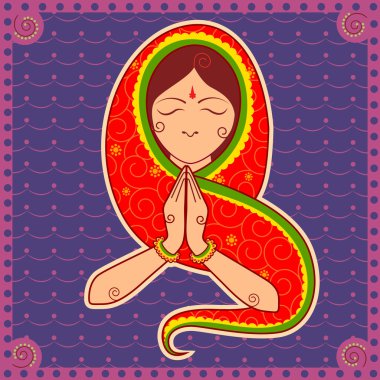 Hindistan Hint sanat tarzda jest karşılama kadın