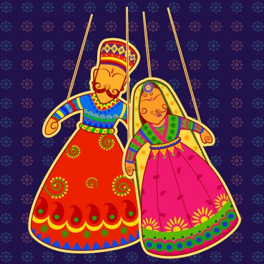 Rajasthani Puppet in Indian art style clipart