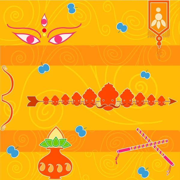 India festival feliz Dussehra fondo — Vector de stock