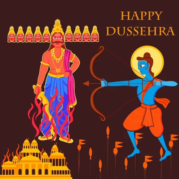 India festival feliz Dussehra fondo — Vector de stock
