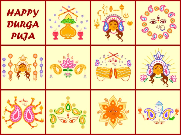 Φεστιβάλ υπόβαθρο ευτυχισμένη Durga Puja Ινδία — Διανυσματικό Αρχείο