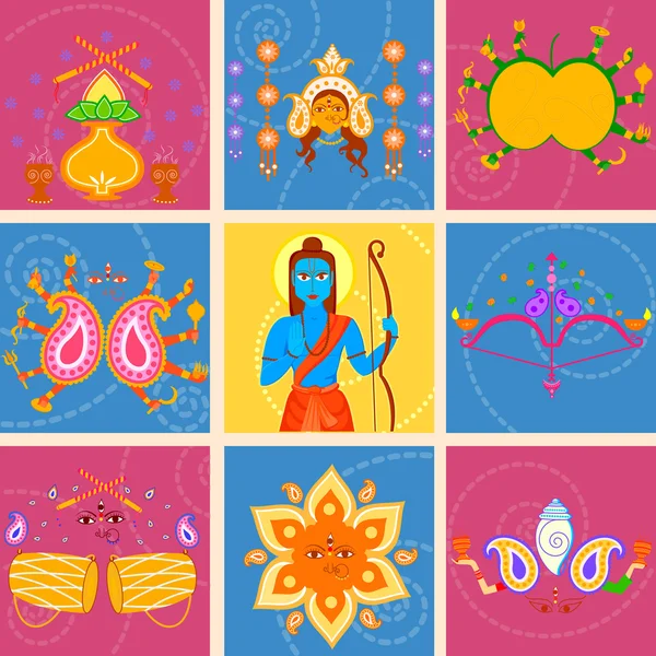 India festival gelukkig Dussehra achtergrond — Stockvector