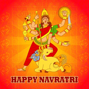 Tanrıça Durga Hint sanat tarzı mutlu Navratri için