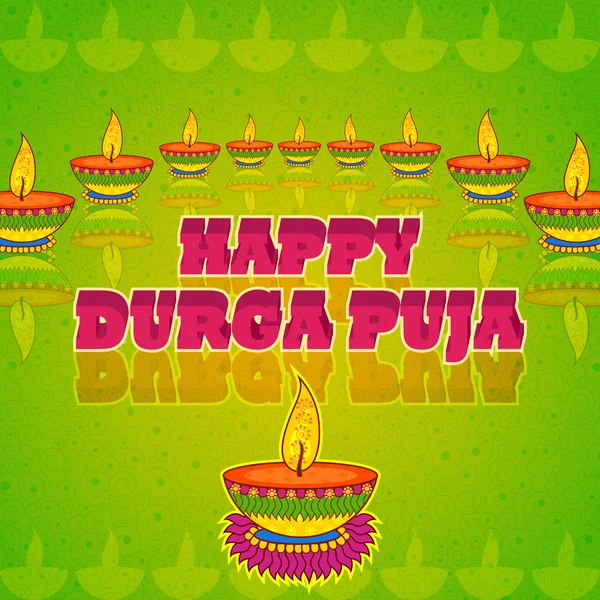 Diya för Happy Durga Puja — Stock vektor