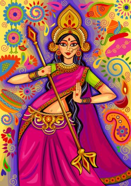 Tanrıça Durga çiçek Puja Dussehra arka planda