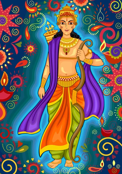 Hint Tanrı Rama Dussehra Hindistan'da Festivali kutlamaları için — Stok Vektör