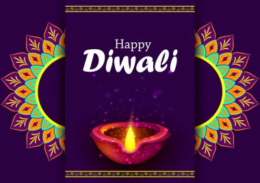 Mutlu bayramlar Hindistan 'ın geleneksel ışık festivali. Renkli bir bayramla selamlama arka planı.