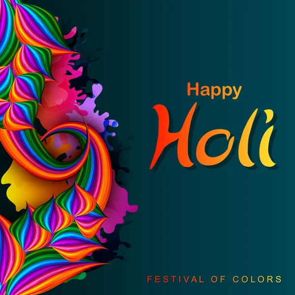 Saudações e banner modelo de fundo para o Festival de Cores, Happy Holi comemorado na Índia — Vetor de Stock