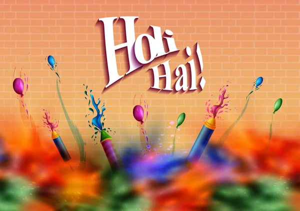 Saludos y banner plantilla de fondo para el Festival de Colores, Happy Holi celebrado en la India — Vector de stock