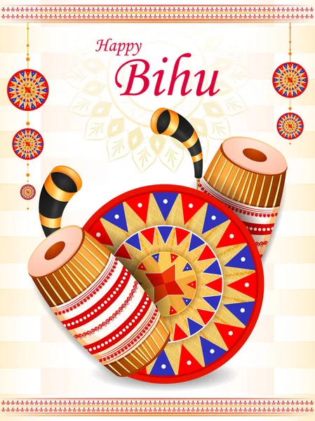 Assamesiska Gott Nytt År Bihu firas i Assam, Indien — Stock vektor
