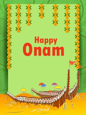 Kerala Güney Hindistan 'ın Hint sanat tarzındaki arka planı Mutlu Onam Festivali