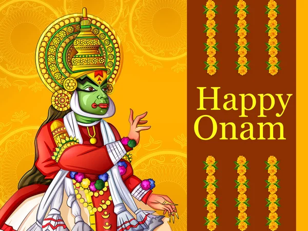 喀拉拉邦南部喀拉拉拉邦印度艺术风格的快乐奥纳姆节背景 — 图库矢量图片