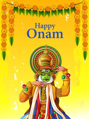 Kerala Güney Hindistan 'ın Hint sanat tarzındaki arka planı Mutlu Onam Festivali