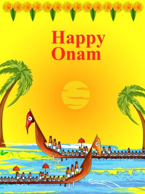 Kerala Güney Hindistan 'ın Hint sanat tarzındaki arka planı Mutlu Onam Festivali