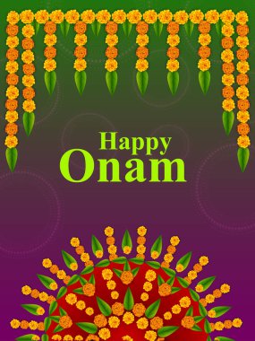 Kerala Güney Hindistan 'ın Hint sanat tarzındaki arka planı Mutlu Onam Festivali