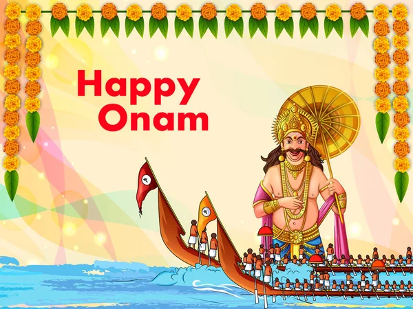 喀拉拉邦南部喀拉拉拉邦印度艺术风格的快乐奥纳姆节背景 — 图库矢量图片