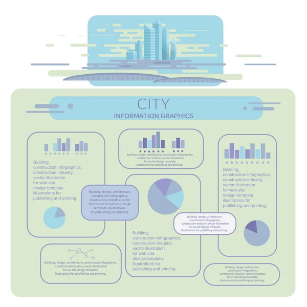 Ciudad, infografías, ilustración vectorial — Vector de stock