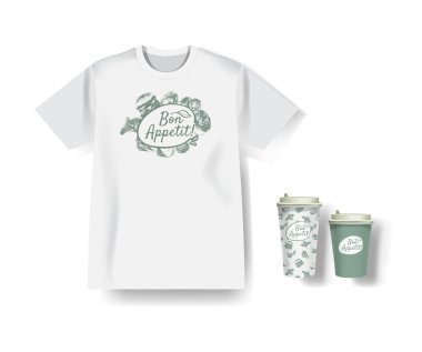 Kağıt kahve fincanı ve T-shirt