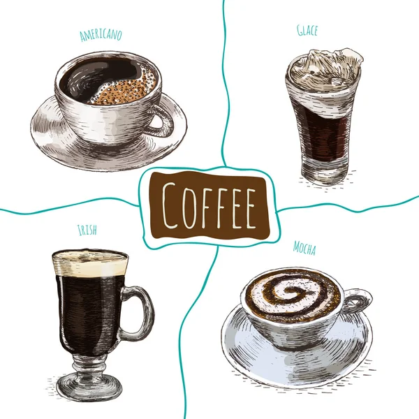 Vector ilustración colorido conjunto con café — Vector de stock