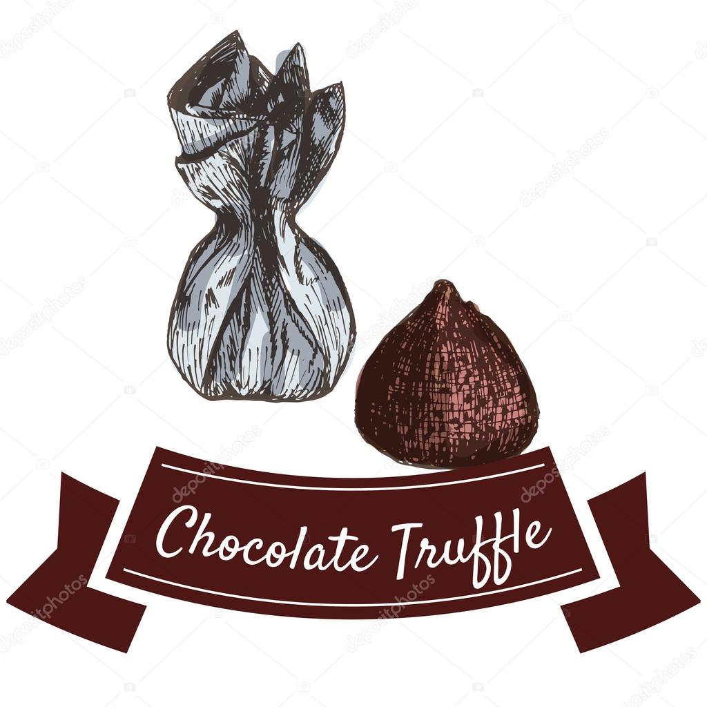 Vector illustration colorful set with chocolate truffle
