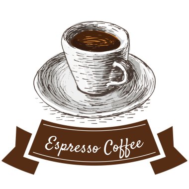 Vektör çizim renkli Espresso kahve ile ayarla