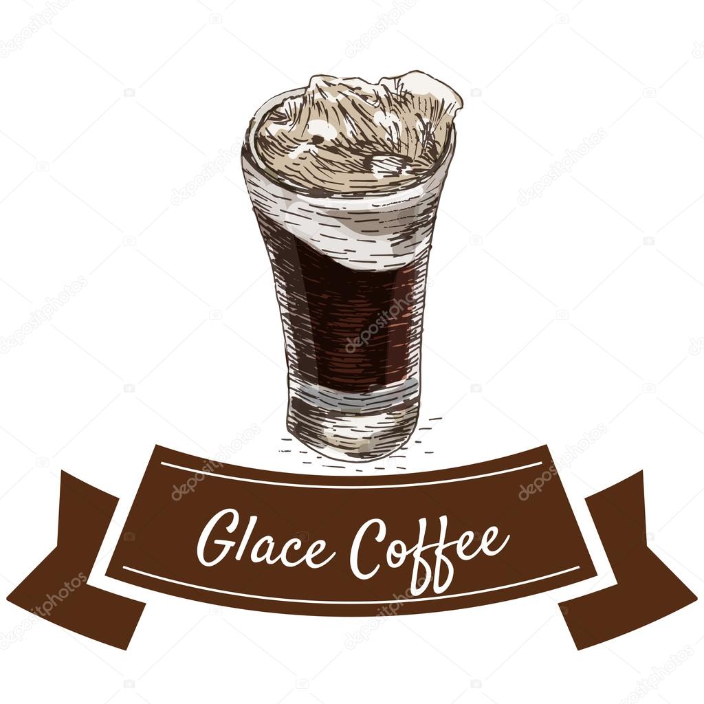 Vector illustration colorful set with glace coffee