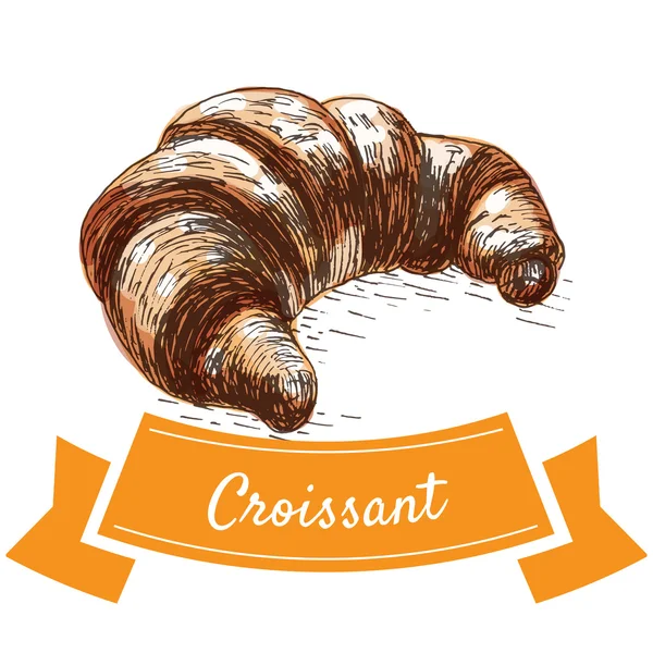 Vektor Illustration buntes Set mit Croissant — Stockvektor