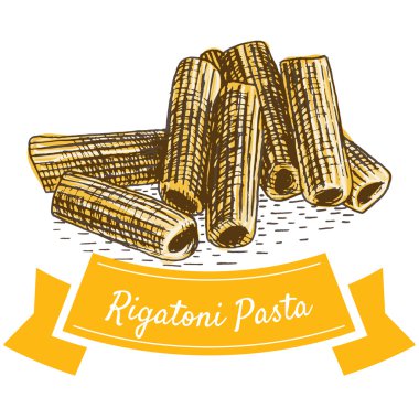 Rigatoni makarna renkli resimde.