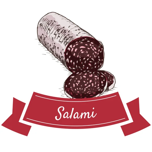 Salami färgglada illustration. — Stock vektor