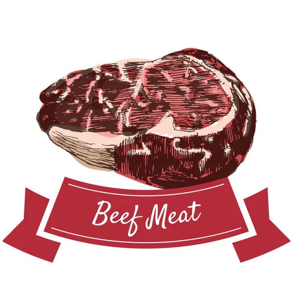Ilustracja kolorowy mięsa wołowego. — Wektor stockowy