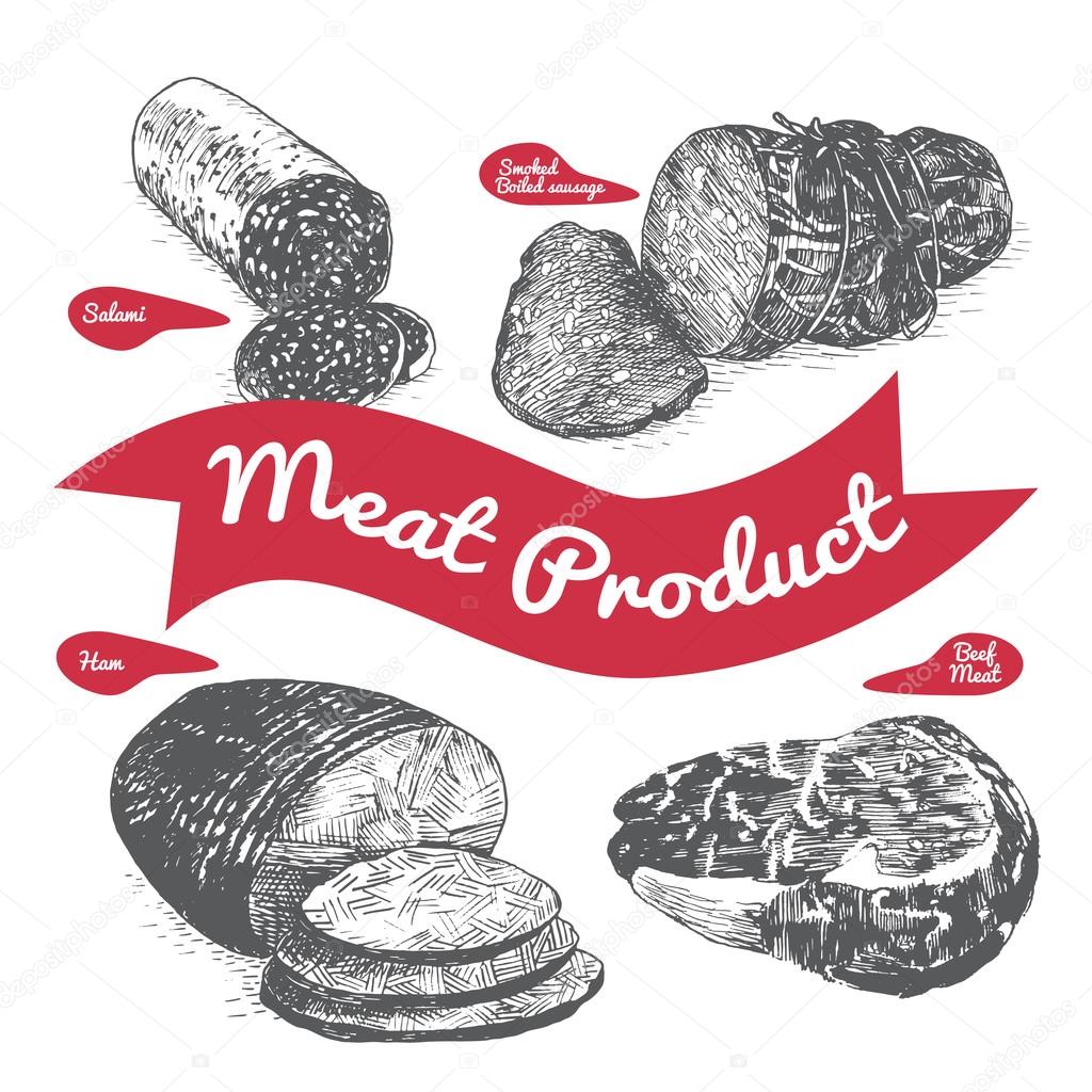 Meat product illustration.
