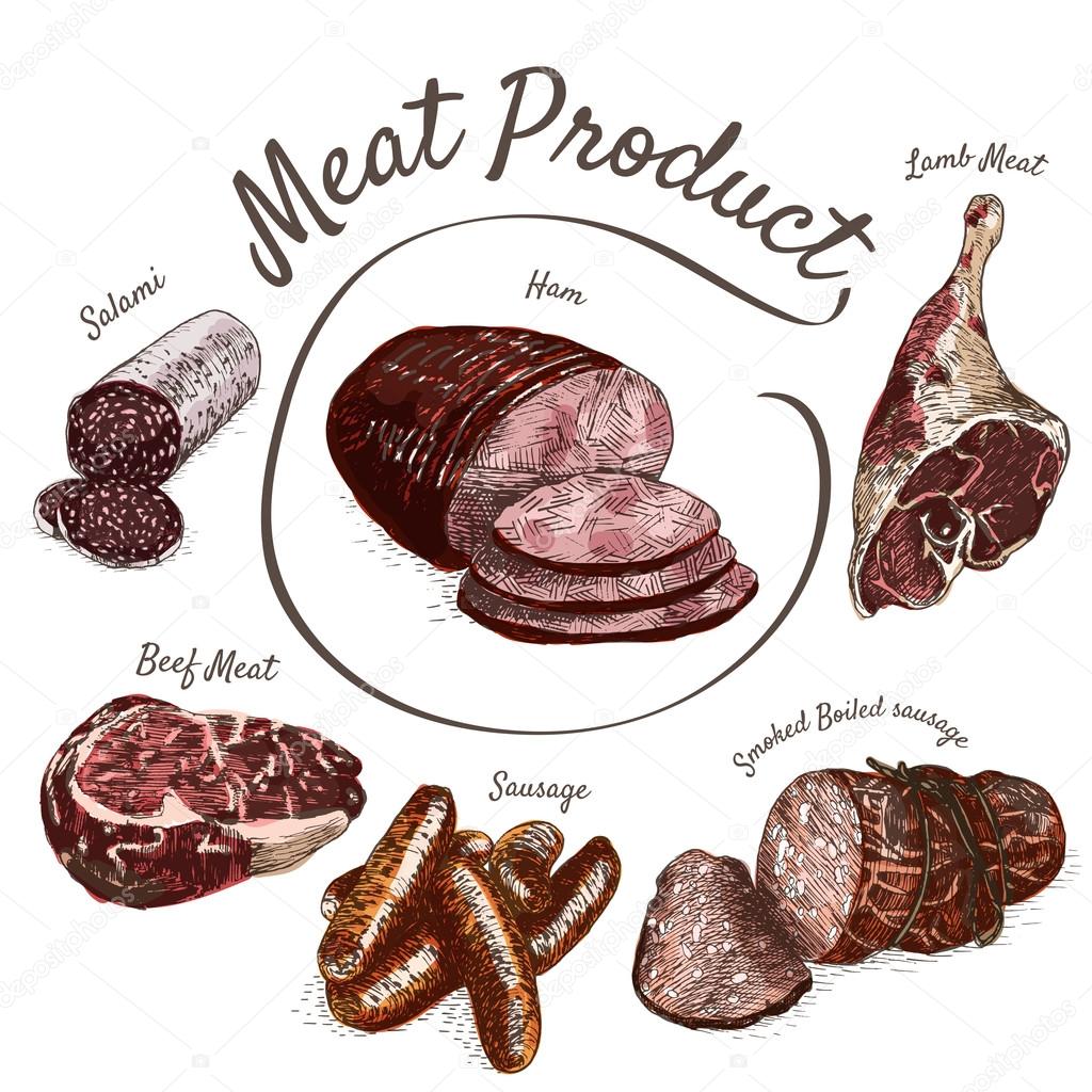 Meat product illustration.