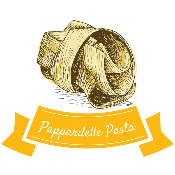 Pappardelle Pasta bunte Illustration — Stockvektor