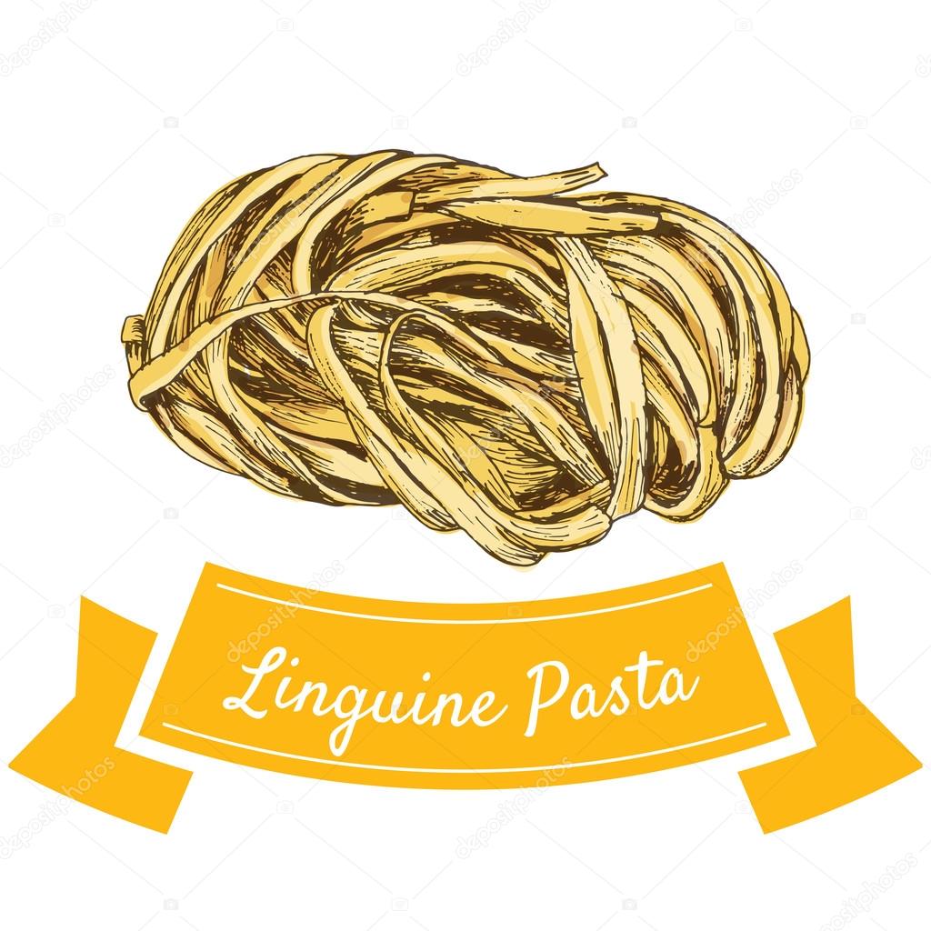 Linguine pasta colorful illustration.