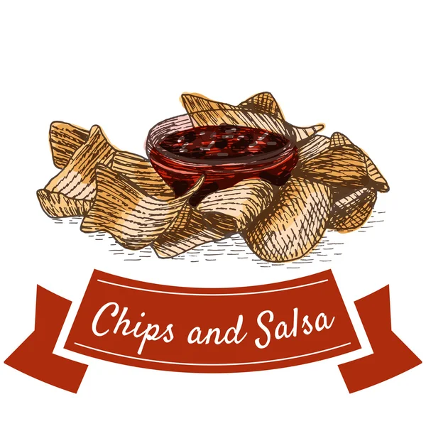 Hranolky a salsa ilustrace. — Stockový vektor