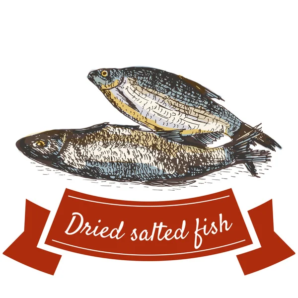 Ilustración de pescado salado seco . — Vector de stock