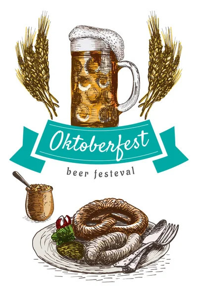 Oktoberfest conjunto ilustração . — Vetor de Stock