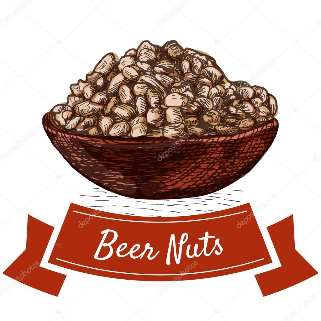 Beer nuts illustration.