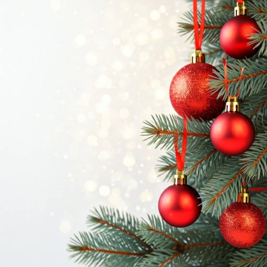 Beyaz arka planda kırmızı noel topu. Noel ağacı.