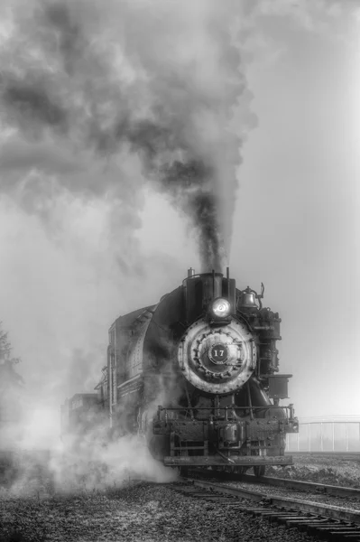 黒と白の蒸気機関車 — ストック写真