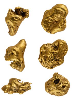 Beyaz zemin üzerine altın nuggets