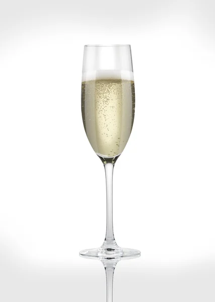 Copo de champanhe em um fundo branco. — Fotografia de Stock
