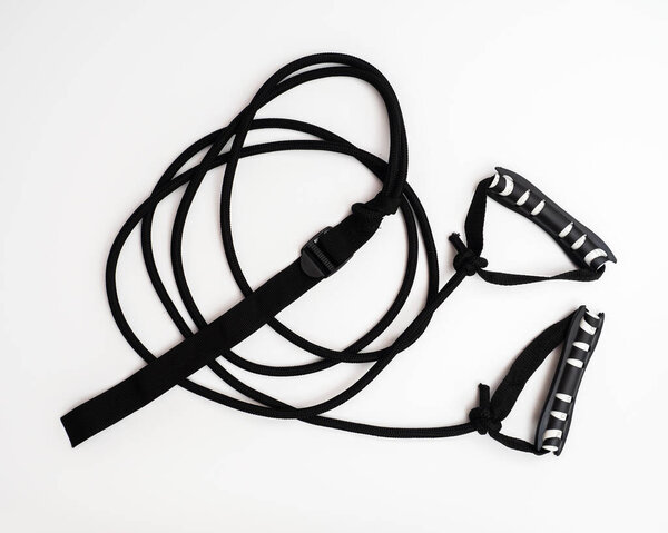 Expander skier or trx loops for sports anywhere, white background latflay