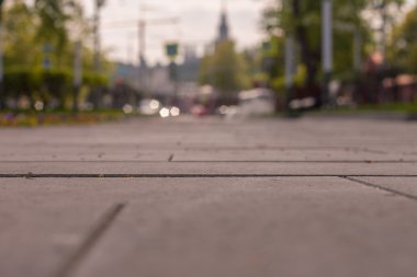 Odak çerçevesi, Moskova, Luzhnetsky caddenin görünümünden Novodevichy Manastırı ve stalin gökdelen ortasında, bulanık yatay