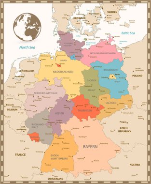 Almanya eski retro renk Haritası
