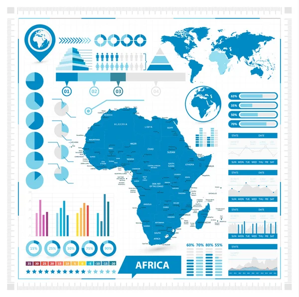 Векторная карта Африки и инфографические элементы — стоковый вектор